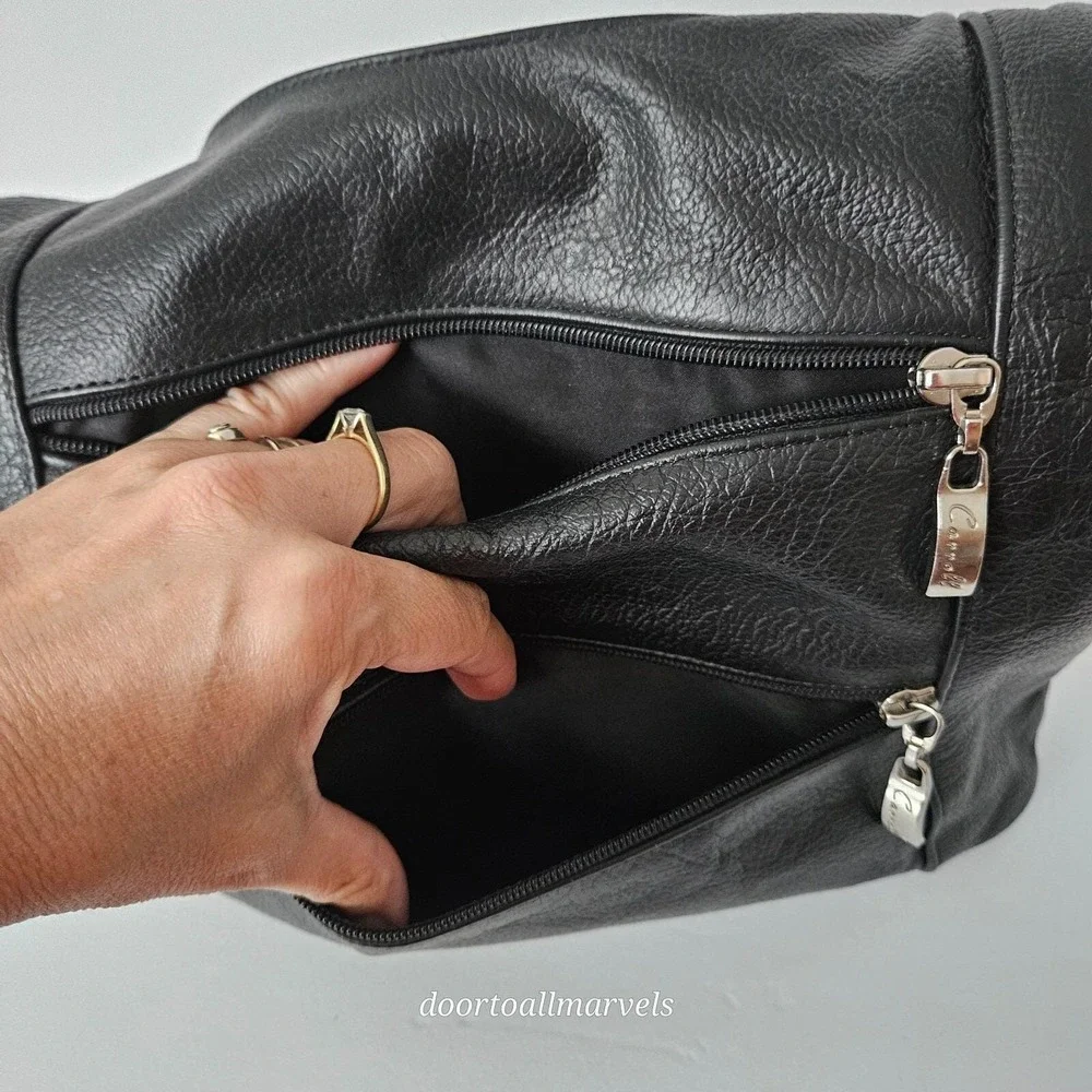 VTG Carroll Leather Hobo Bag Black Soft  12